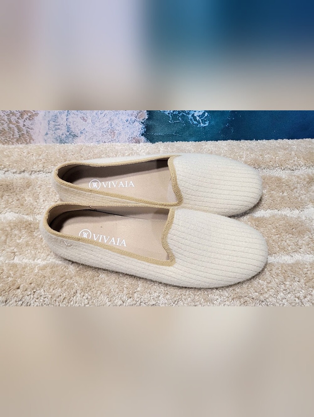 VIVAIA Cream Knit Slip-On Loafers — Lightweight Women's Flats 8 - Picture 4 of 14